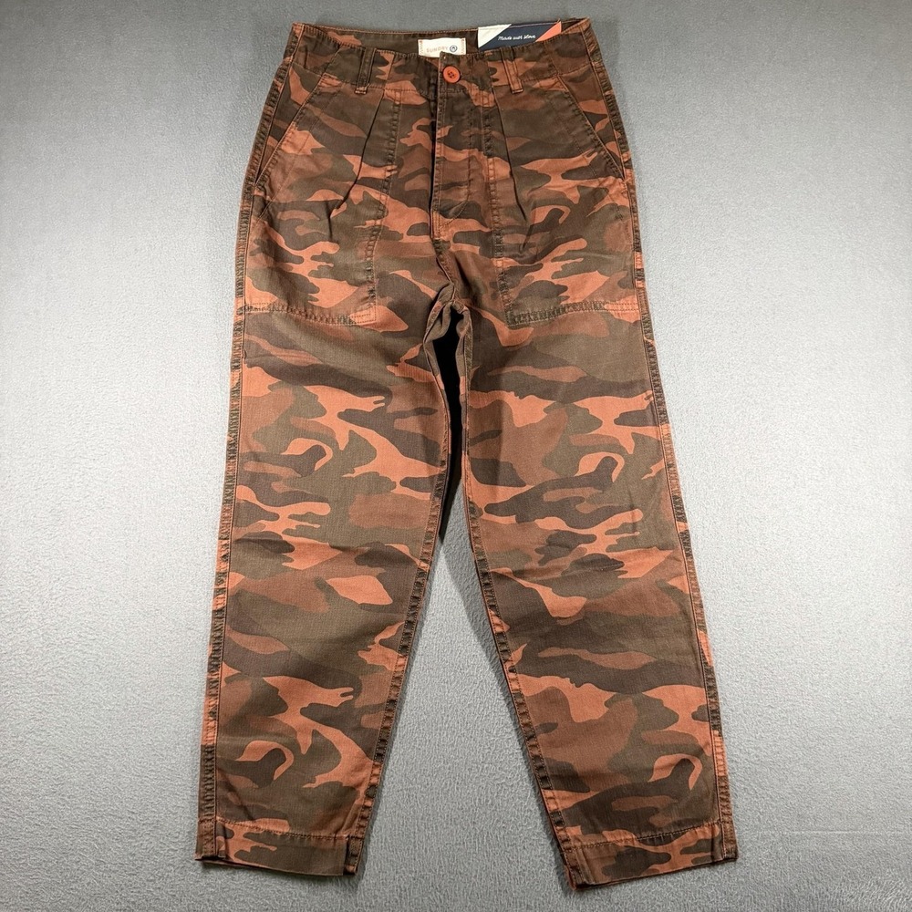 Sundry Camo Ankle Pants Womens 25 Brown Twill Pleated Crop Pockets Relaxed NWT